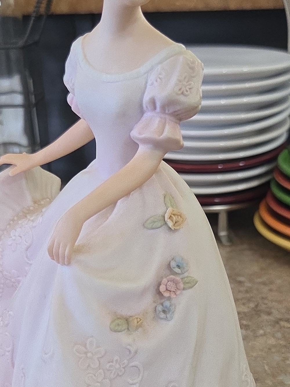 1997 Homco Pastel Pink Floral Appliqué Girl Figurine